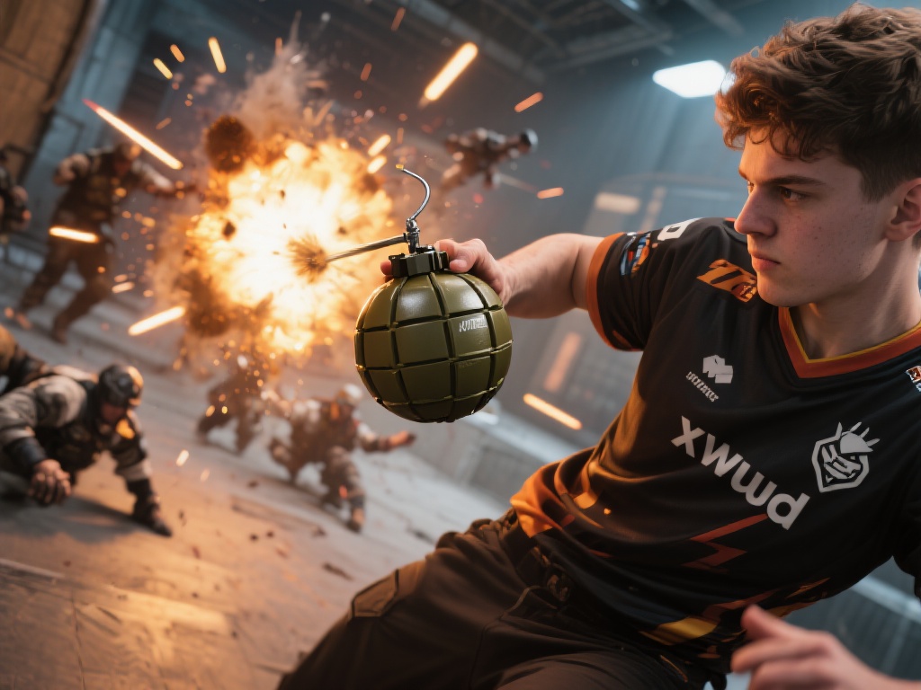 一雷三响!xwudd神级手雷震撼淘汰CTG三人 手雷在竞技游戏中通常被用作控制敌方动向、